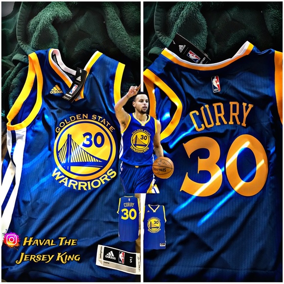 Adidas Stephen Curry Royal Blue Golden State Warriors Swingman Road Jersey - Picture 1 of 2